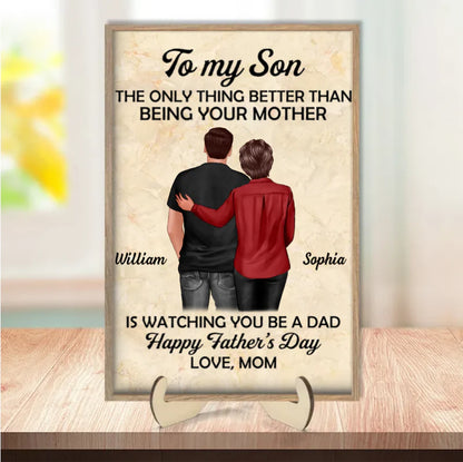 "To My Son - LED Or Acrylic Or Wooden Plaque Heartfelt Gift for Father's Day from Mom - Personalized Warm LED Night Light"