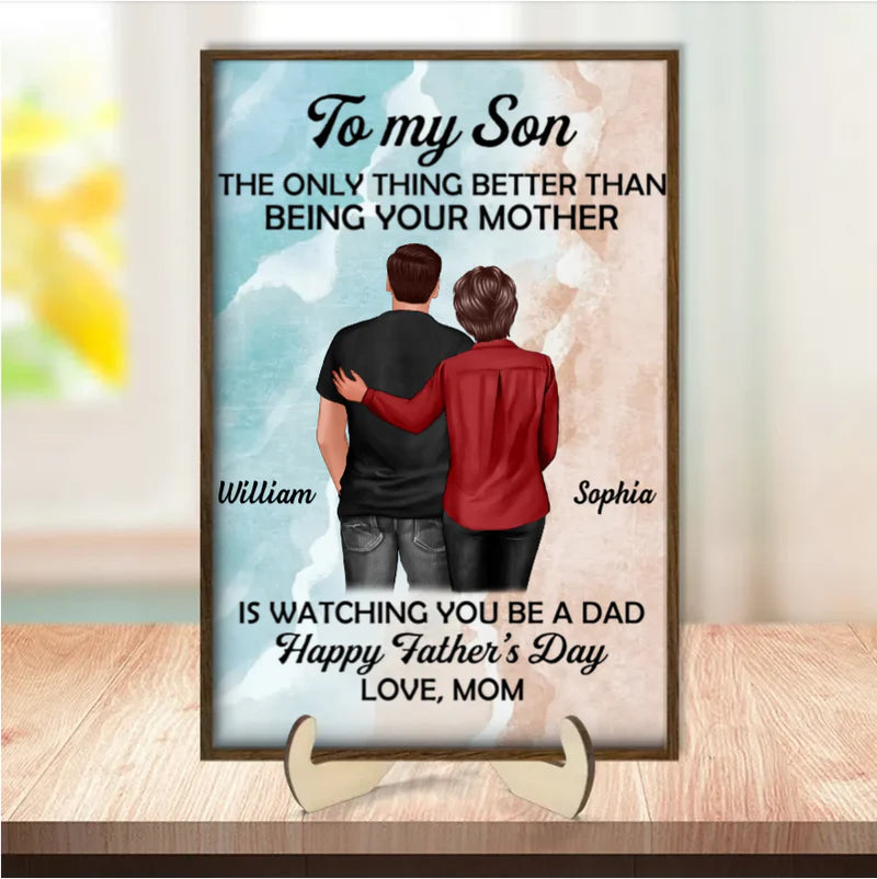 "To My Son - LED Or Acrylic Or Wooden Plaque Heartfelt Gift for Father's Day from Mom - Personalized Warm LED Night Light"