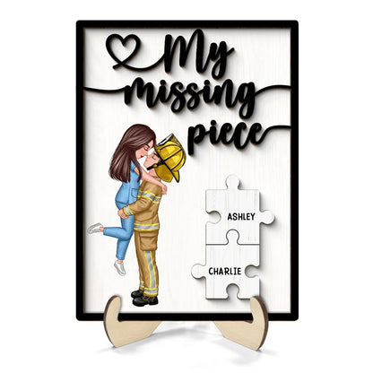 My Missing Piece Gift by Occupation Gift For Her Gift For Him Personalized 2-Layer Wooden Plaque, Anniversary Gift For Couple, Dad Mom