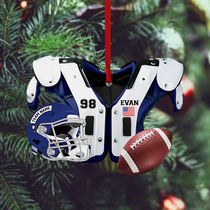 Personalize Name Football American Christmas Ornament