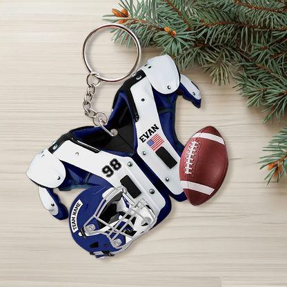 Personalize Name Football American Christmas Ornament