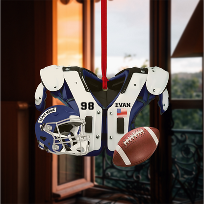 Personalize Name Football American Christmas Ornament