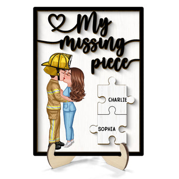 My Missing Piece Gift by Occupation Gift For Her Gift For Him Personalized 2-Layer Wooden Plaque, Anniversary Gift For Couple, Dad Mom