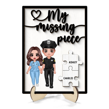 My Missing Piece Gift by Occupation Gift For Her Gift For Him Personalized 2-Layer Wooden Plaque, Anniversary Gift For Couple, Dad Mom