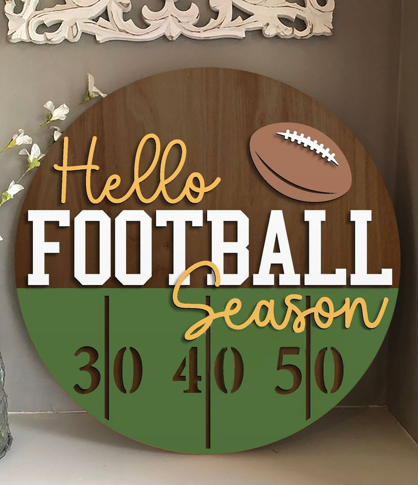 Hello Football Door Hanger