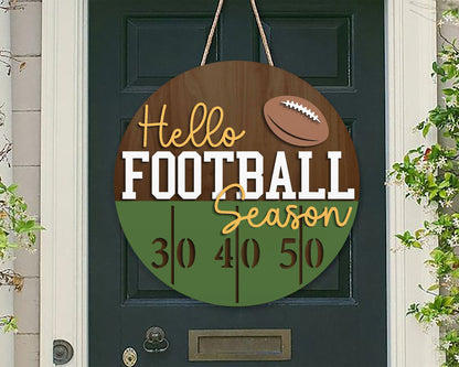 Hello Football Door Hanger