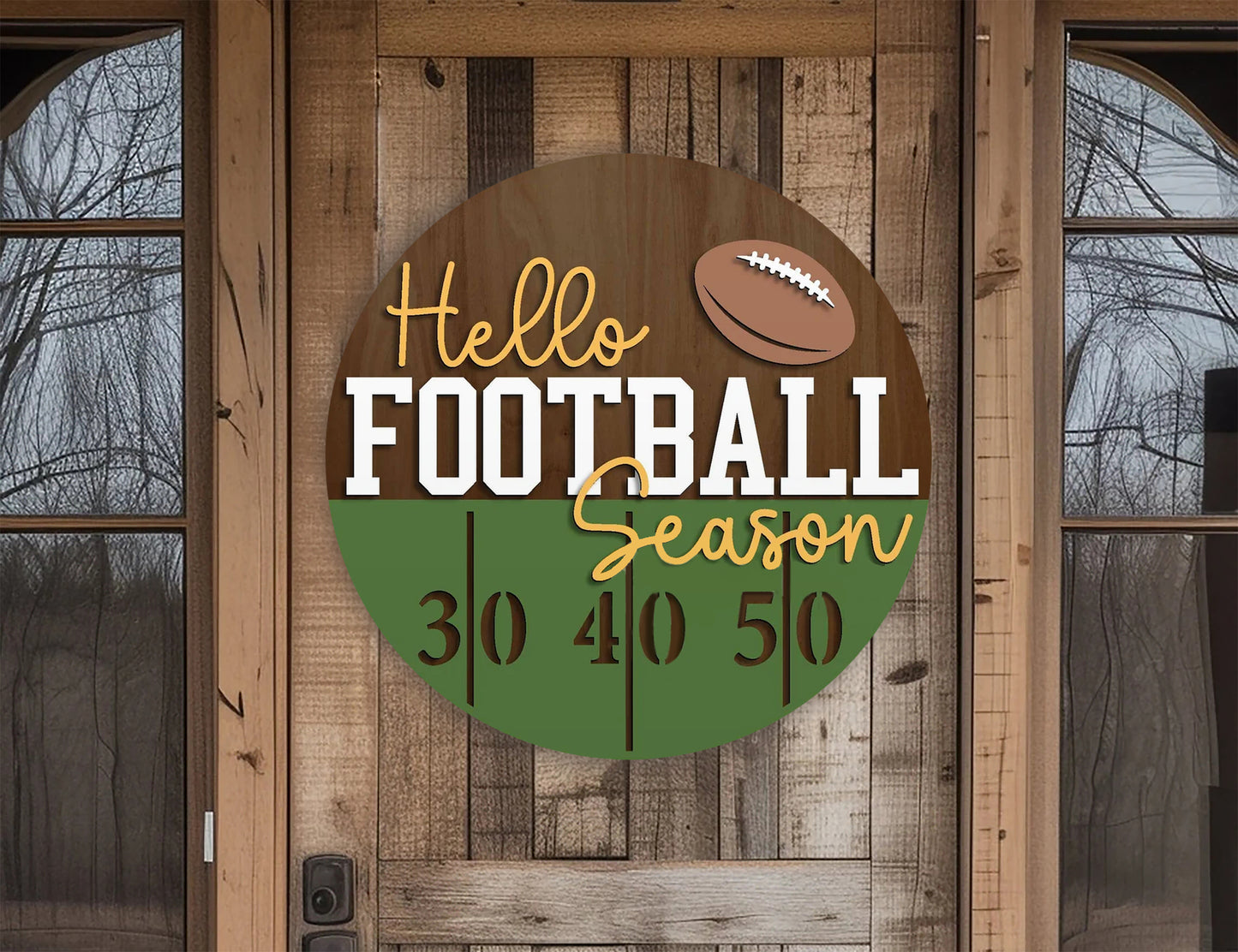 Hello Football Door Hanger