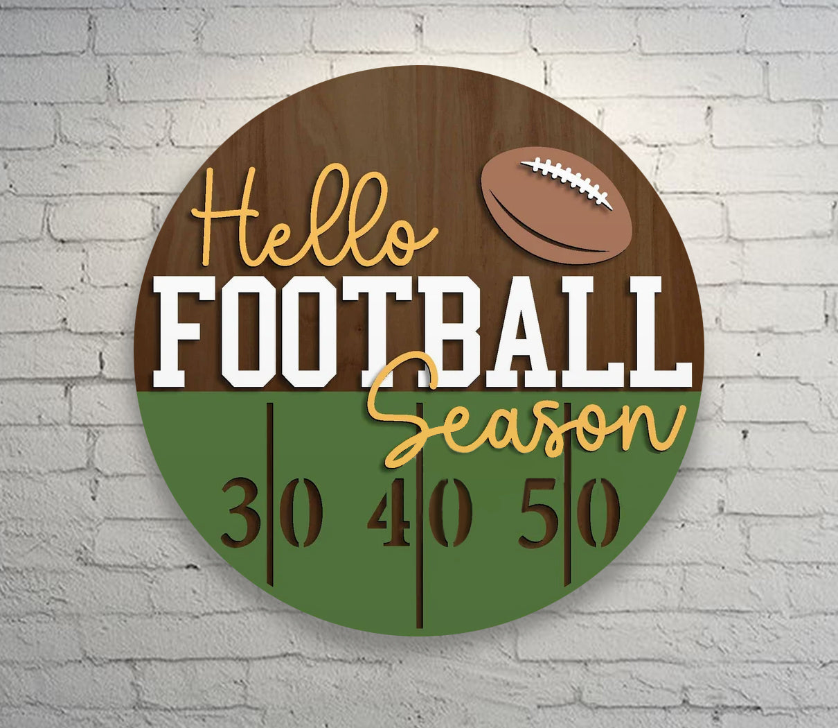 Hello Football Door Hanger